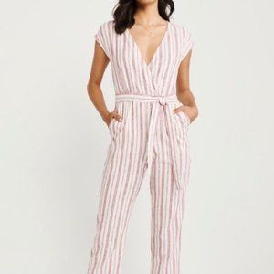 Abercrombie & Fitch Red & White Striped Jumpsuit Size XS